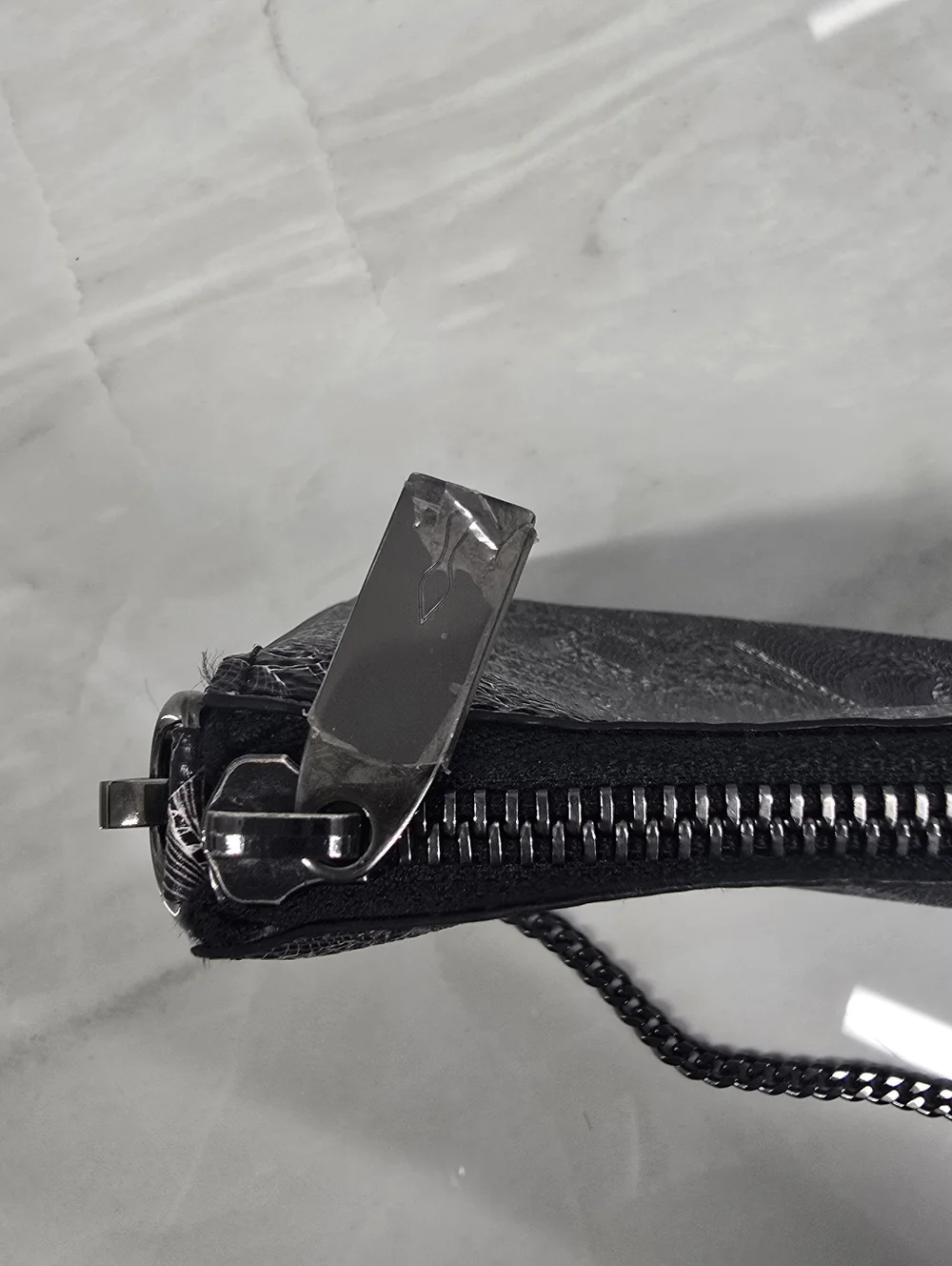 Christian Louboutin Black Embossed Leather Chain Shoulder Bag - Picture 9 of 14